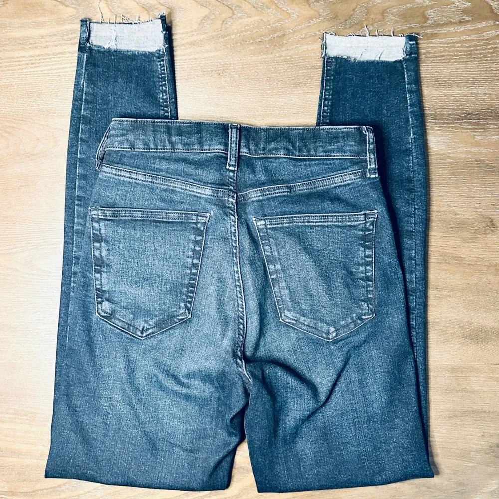 Topshop Moto‎ Jamie High Waist Skinny Jeans Dark Wash Raw Hem W28 L32